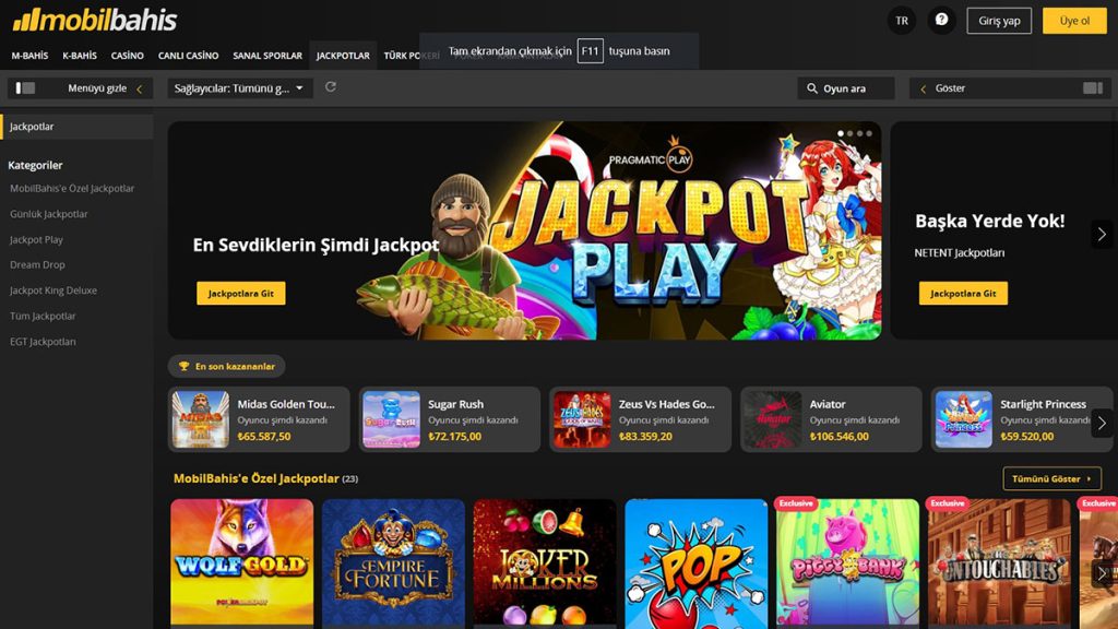 mobilbahis jackpot oyunları